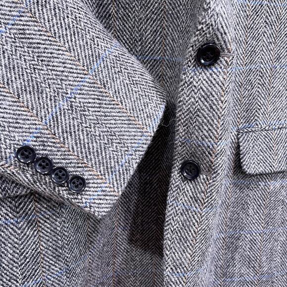 Harris Tweed Stafford Wool Sport Coat Gray Herringbone Check Classic Mens 48R - Picture 3 of 10